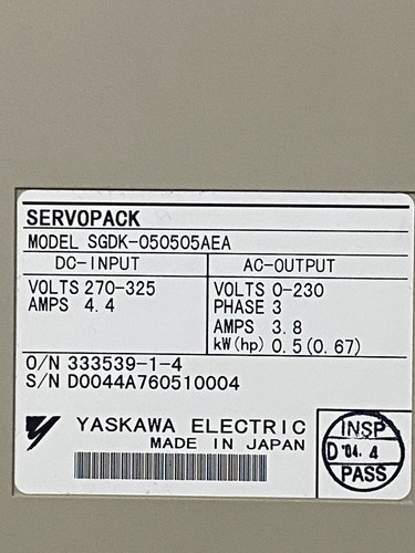 Yaskawa sgdk 050505aea - yaskawa, sgdk-050505aea